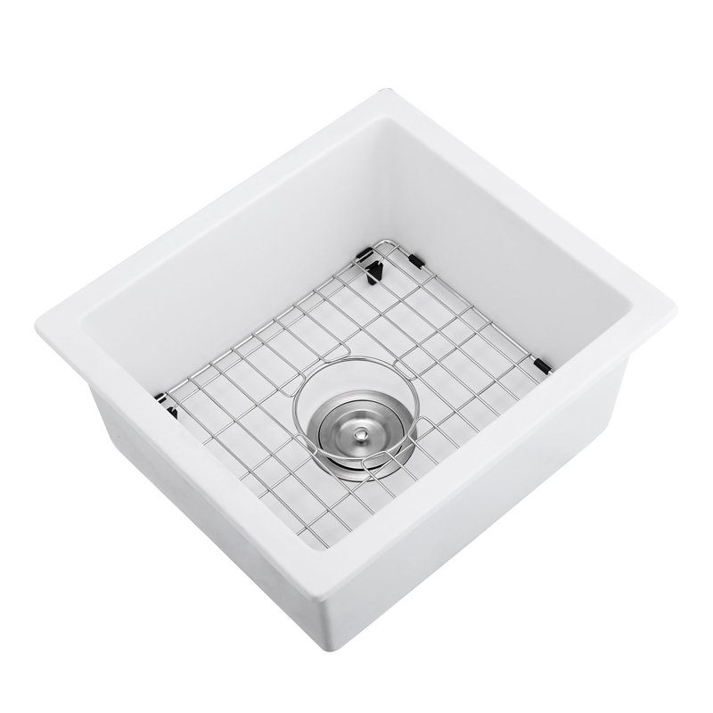 Heat Quartz Sink - 18"X16" Stain & With Bottom Grid And Strainer Assembly Kitchen Rust Advanced Manufacturing Process