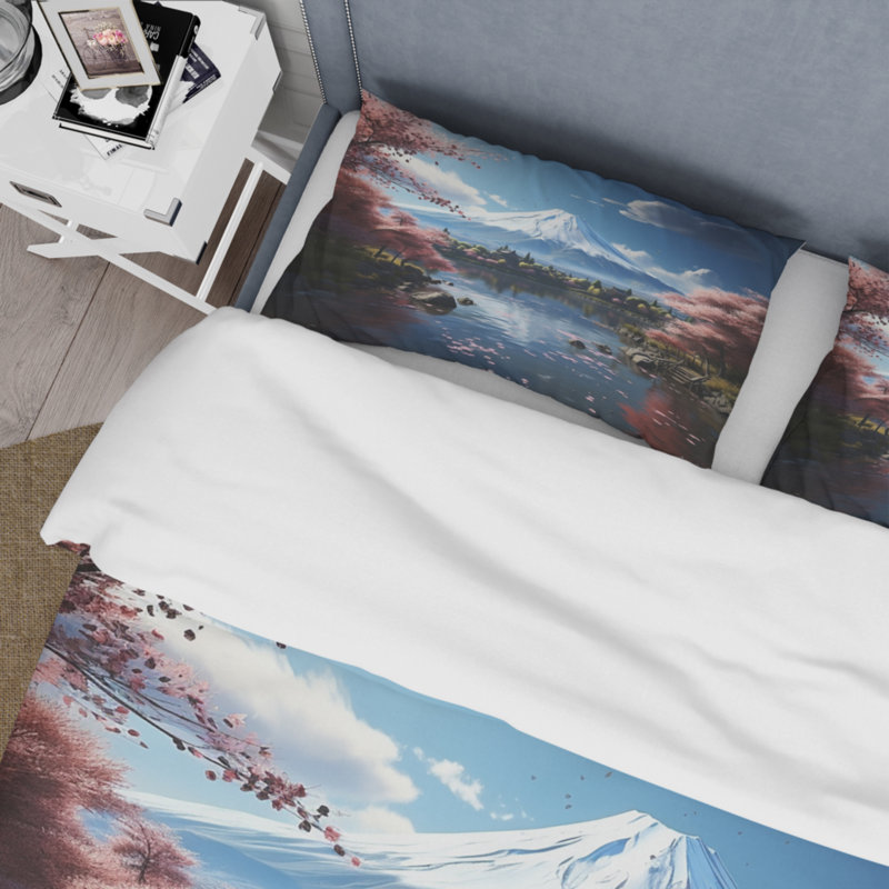 Ensemble de housse de couette en microfibre / polyester Asian Art Majestic Mont Fuji IV