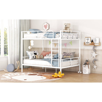 Full Over Metal Bunk Bed In White - Contemporary Style, Build, Accommodates Multiple Users Easily Bed, Sleek Appearance, Construction, Easy Assembly Required