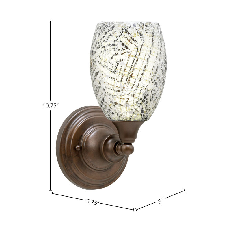 Wall Sconce With 5" Fusion Glass, Natural, Chrome