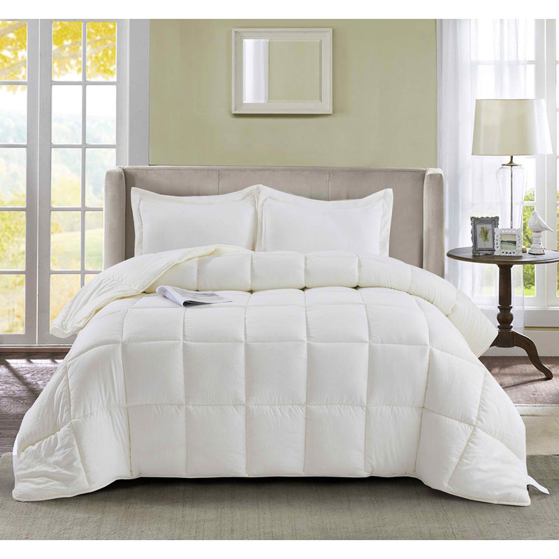 SALOMON Pre-washed Microfiber Reversible 3 Piece Comforter Set, King Comforter + 2 King Shams, Ivory