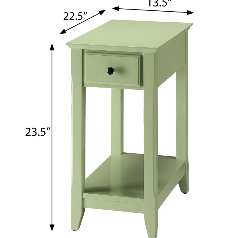 Table d'appoint rectangulaire en bois avec tiroir et tablette supplémentaire pour l'intérieur