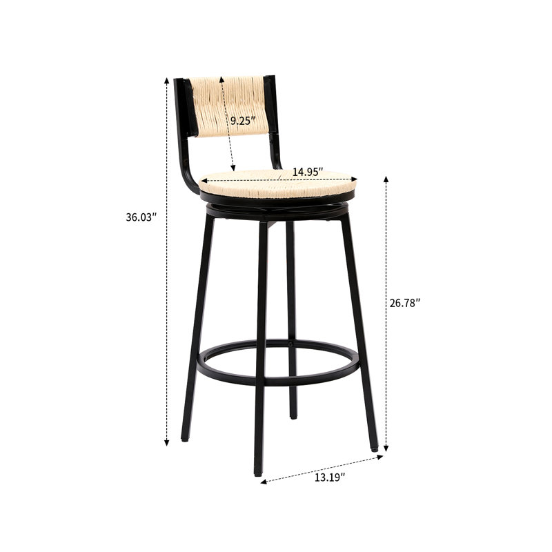 Tabouret de comptoir pivotant 26,79 po avec structure en métal Chassady, Blanc crémeux