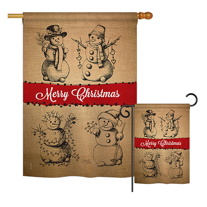 Drapeau de maison / jardin en polyester Snowman Fun Impressions