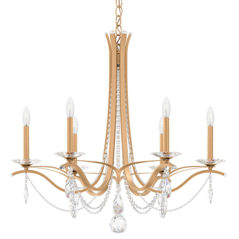 Vesca 6 - Light Chandelier, Etruscan Gold, Radiance Crystal