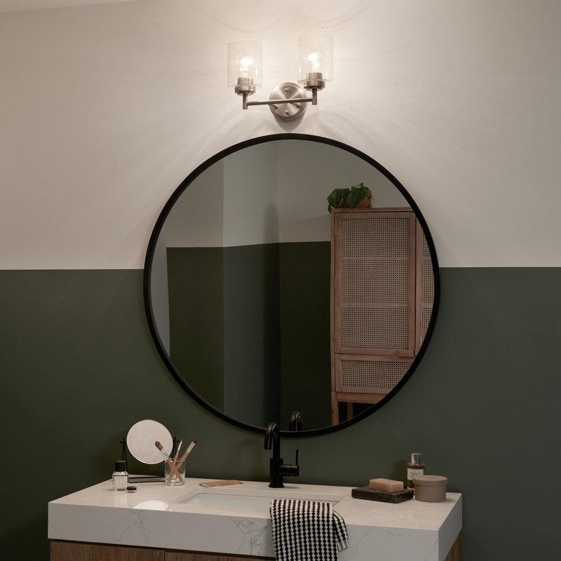 Brushed Nickel 2-Light Vanity with Clear Seeded Glass Shades