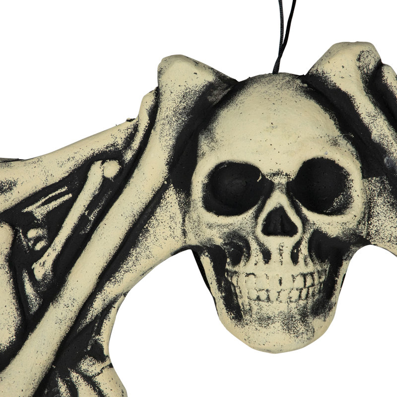 Couronne d'Halloween tête de mort et os - 18 po