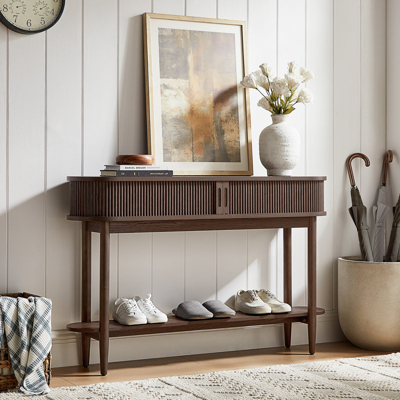 Console cannelée Leathia, Brun