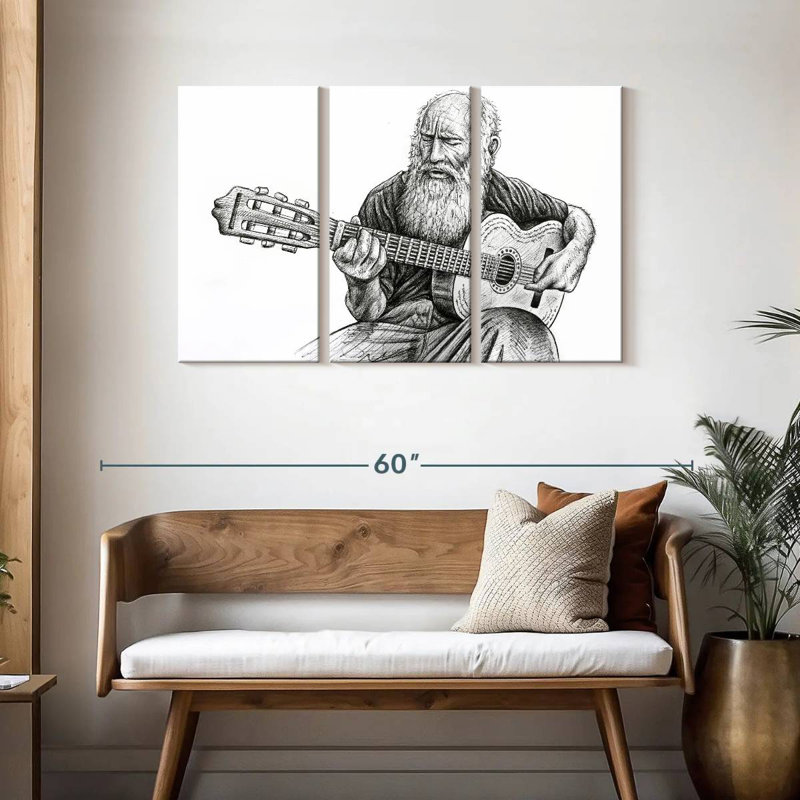 Abarca Old Man Playing, 28" H x 45" W