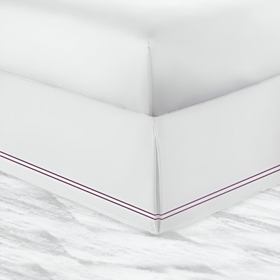 400TC Sateen Solid Cotton Double Embroidered Tailored Bed Skirt Upto 50" Drop Length