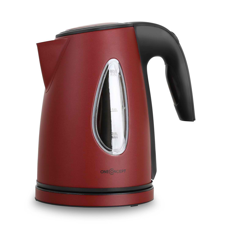 OneConcept 1.7L Stainless Steel Electric Tea Kettle, Red