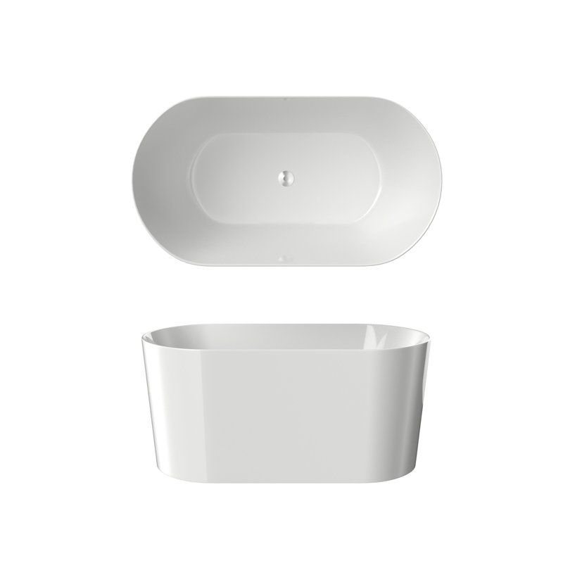 Baignoire autoportante en acrylique - Baignoires de trempage en acrylique, baignoire blanche, baignoire autoportante de forme ovale blanche avec trop-plein chromé et bonde escamotable certifiée CUPC