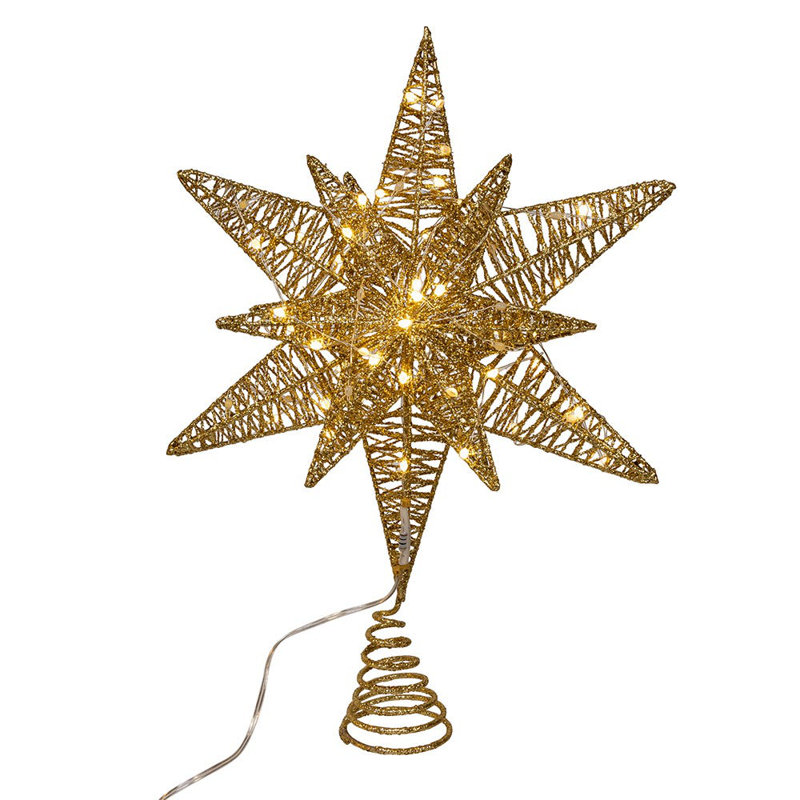 Décoration pour sommet de sapin étoile dorée scintillante 15 po Kurt Adler