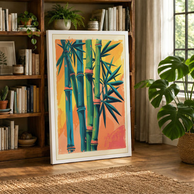 Three Bamboo Stalks Botanical - Wrapped Canvas