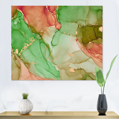 «Green Luxury Abstract Fluid Art», reproduction sur toile