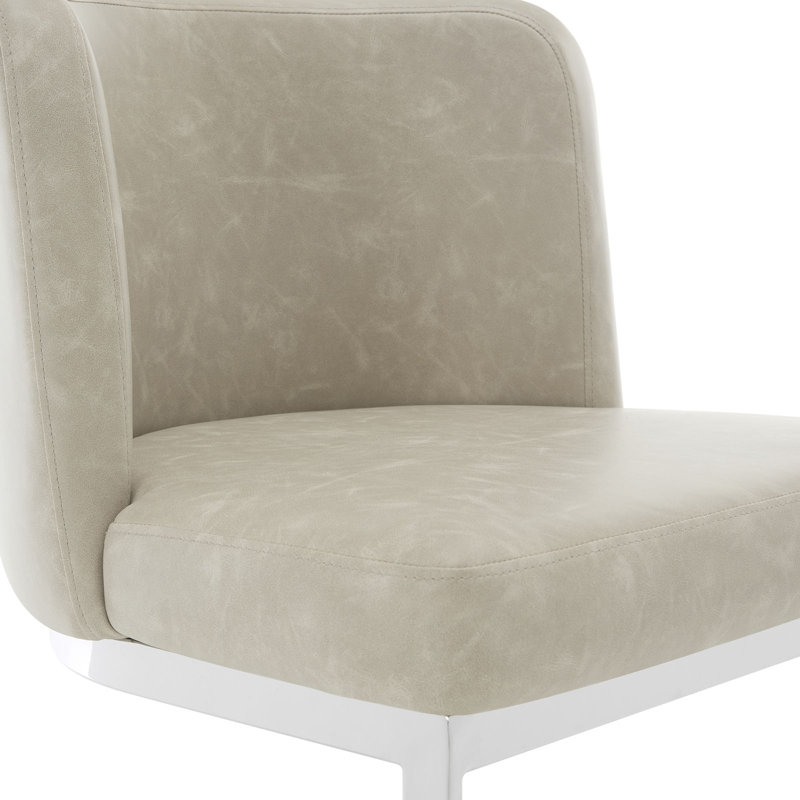 Bittencourt 26'' Upholstered Counter Stool, Faux Leather - Greige, 3