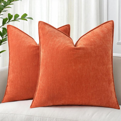 Ensemble de 2 housses de coussins décoratifs de Noël en velours de velours neutre en chenille de style européen pour canapé-lit