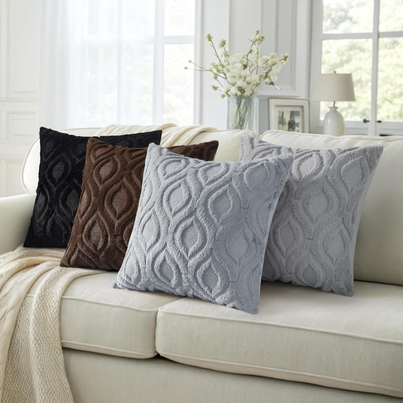 Striped Square Pillow Cover, Grey