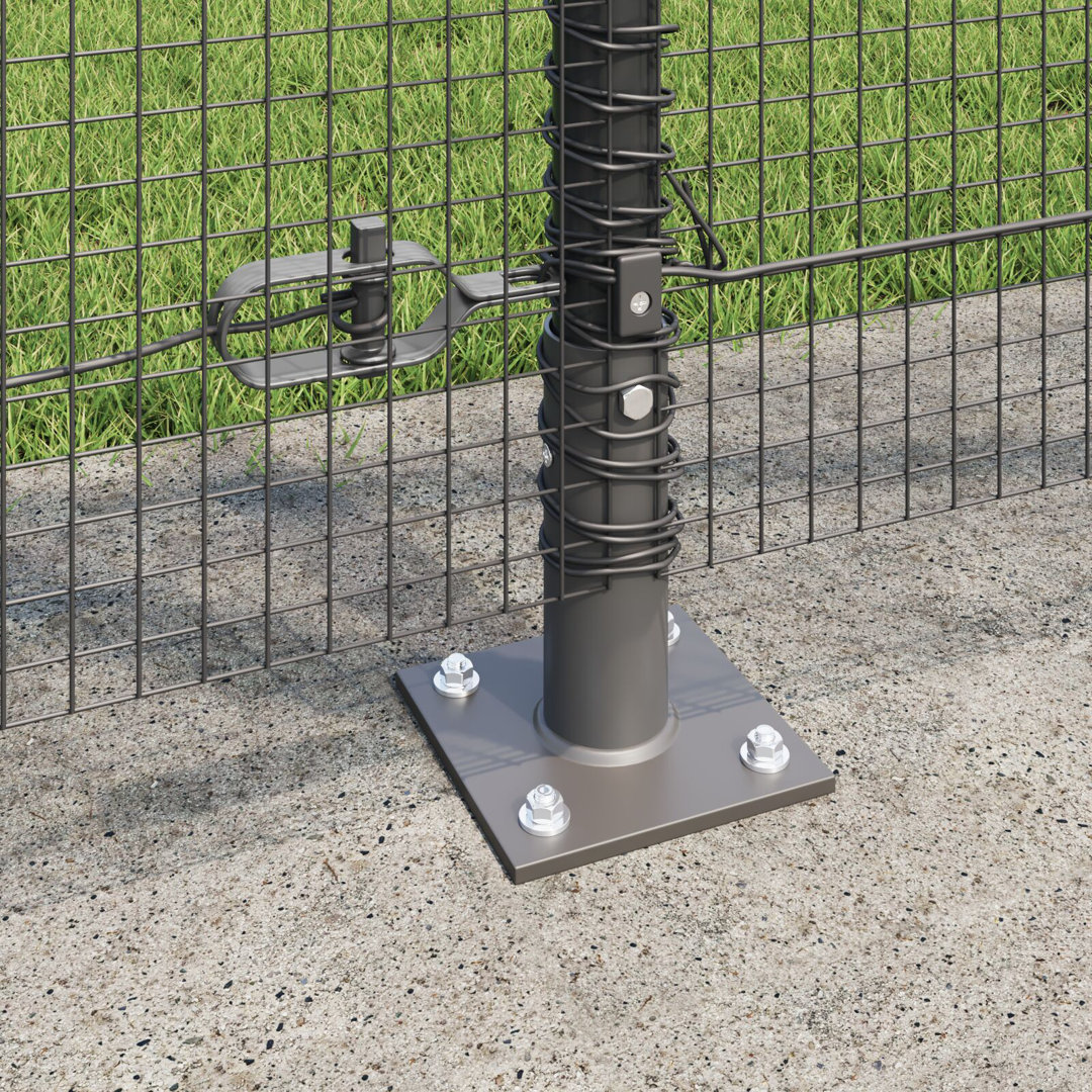 Welded Wire Fence With 13 Flanged Posts Grey 1.2X25 M Steel