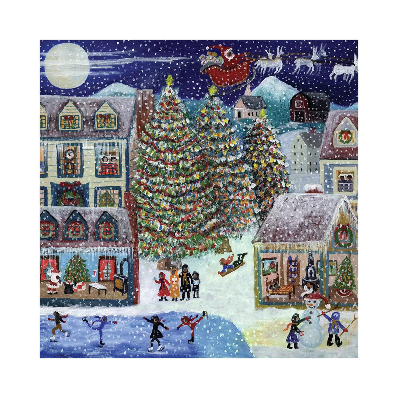 Santa Christmas Village by Cheryl Bartley - Print on Canvas, Wrapped Canvas, 30.48 cm H x 30.48 cm W