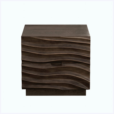Solid Wood Nightstands Set of 2 with 2 Handle-Free Drawers, Modern Bedside End Tables for Living Room Bedroom, Brown Finish