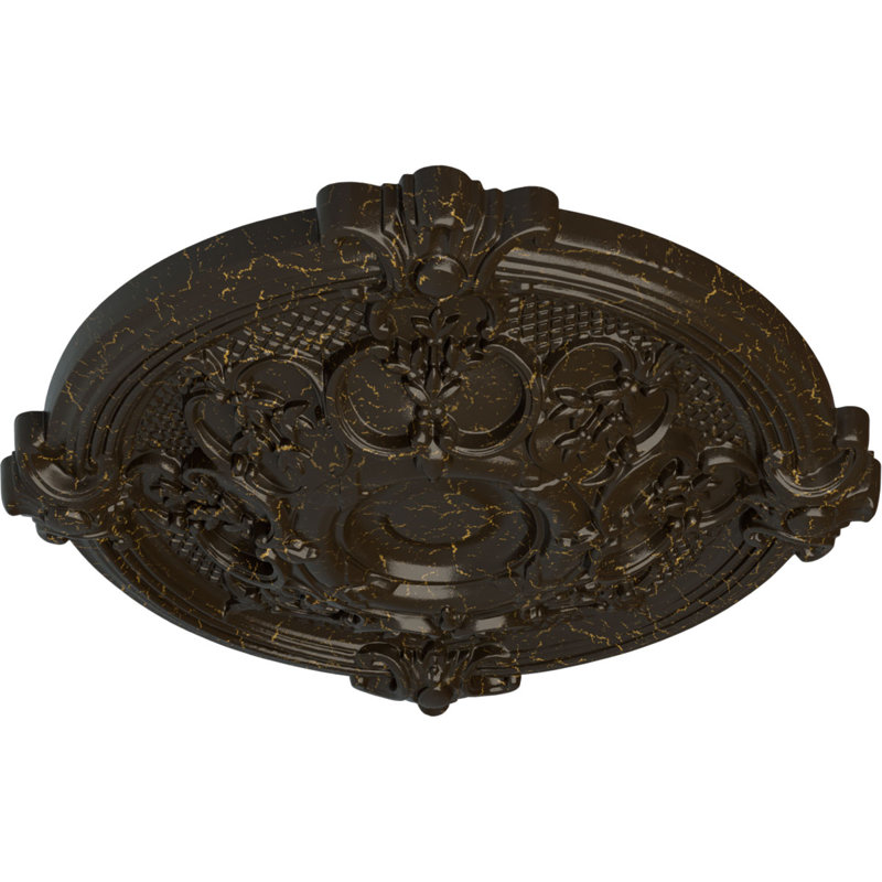 Médaillon de plafond Endurathane Hamilton, DE 17 3/8 po x P 1 3/4 po (convient aux auvents jusqu'à 3 3/4 po), finition craquelée en pierre peinte à la main