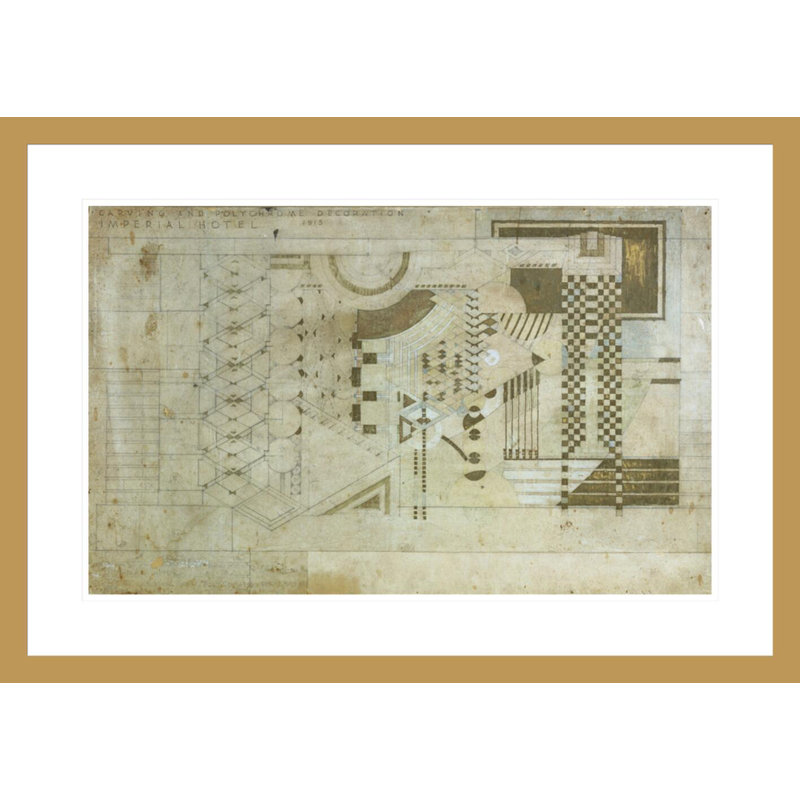 Imperial Hotel (démonté). «Tokyo Japon» par Frank Lloyd Wright - impression giclée encadrée, H 22,64 po x l 29,5 po
