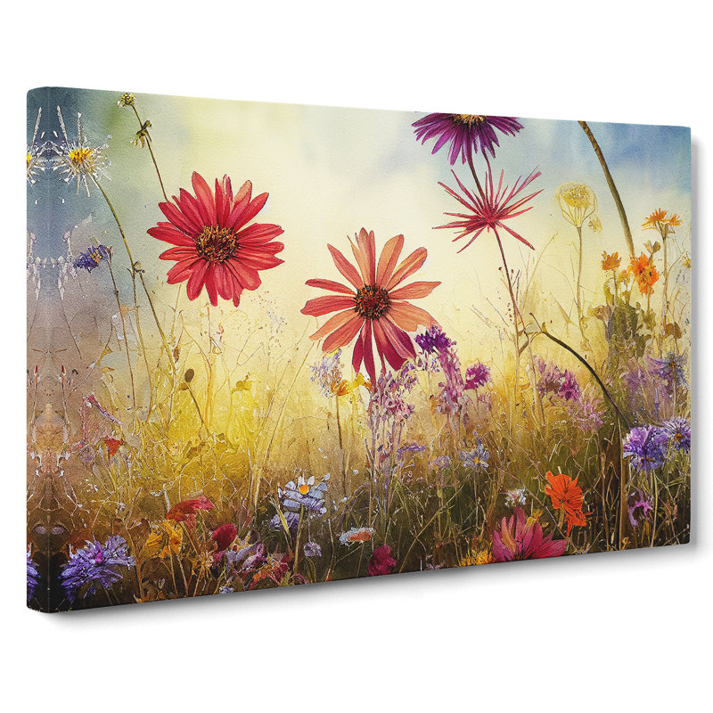 Bold Wildflowers Floral - Wrapped Canvas, 40cm H x 60cm W x 3cm D