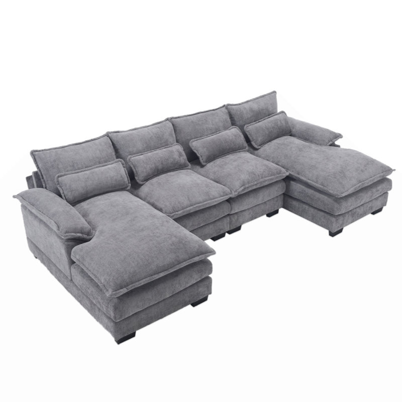 Odas 110.63'' Modular Sofa, Gray Linen