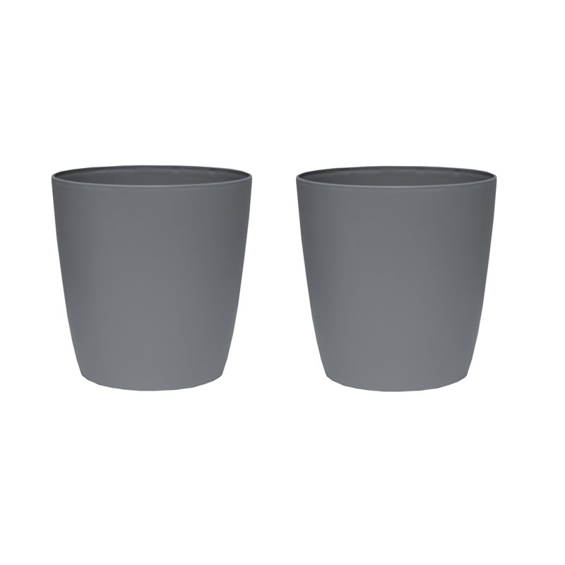 Aria Round Self Watering Planter, 12.07" H x 12" W x 12" D, Gray