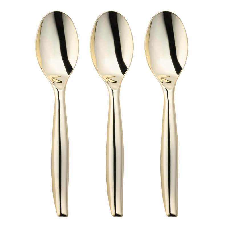 Gold Disposable Plastic Serving Spoons