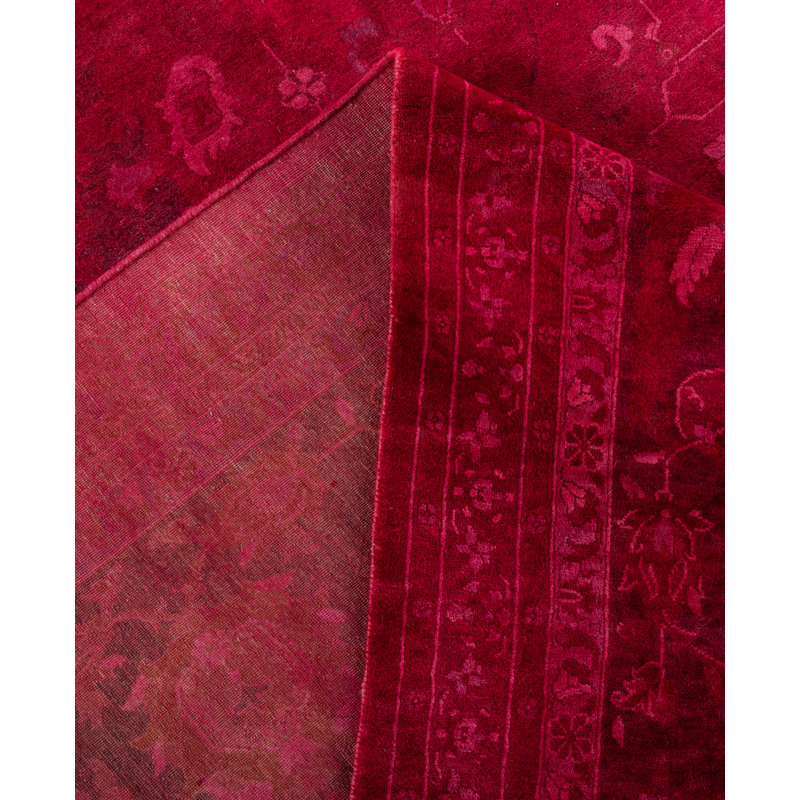 Overdyed Hand-Knotted Wool Modern-Contemporary Red Area Rug 11' 10" x 19' 7"