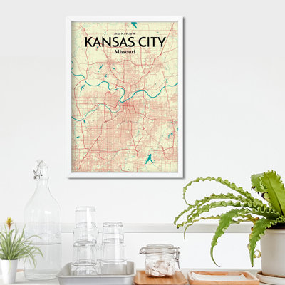 «Kansas City Map», reproduction d'impression sur affiche en beige