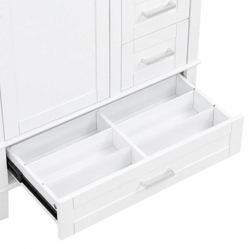 Meuble-lavabo simple 36 po avec plateau en céramique, Blanc