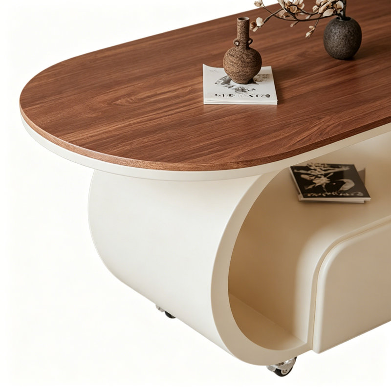 Table basse Nordic, H 19,68 po x L 31,49 po x l 15,74 po, Brun noisette / crème