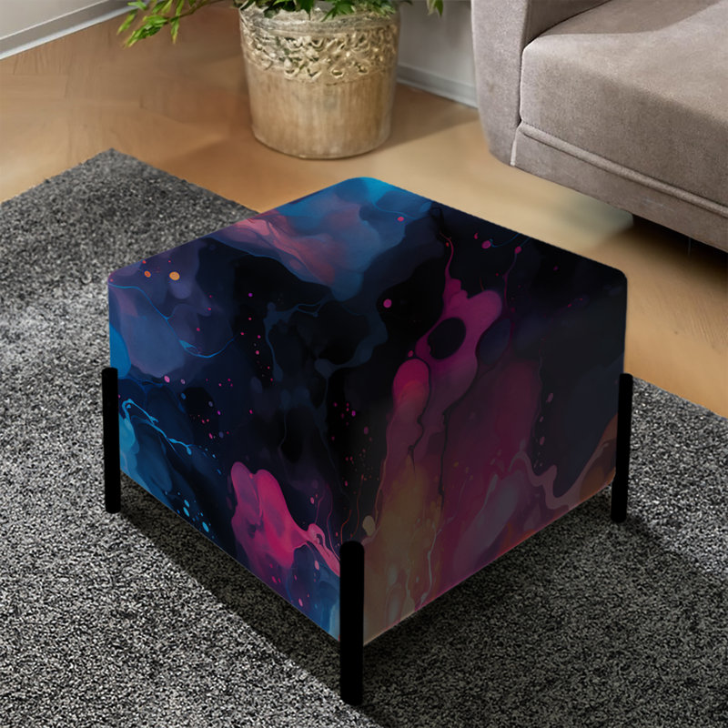 Rose et bleu Galactic Dreams Marble - Repose-pieds carré en marbre