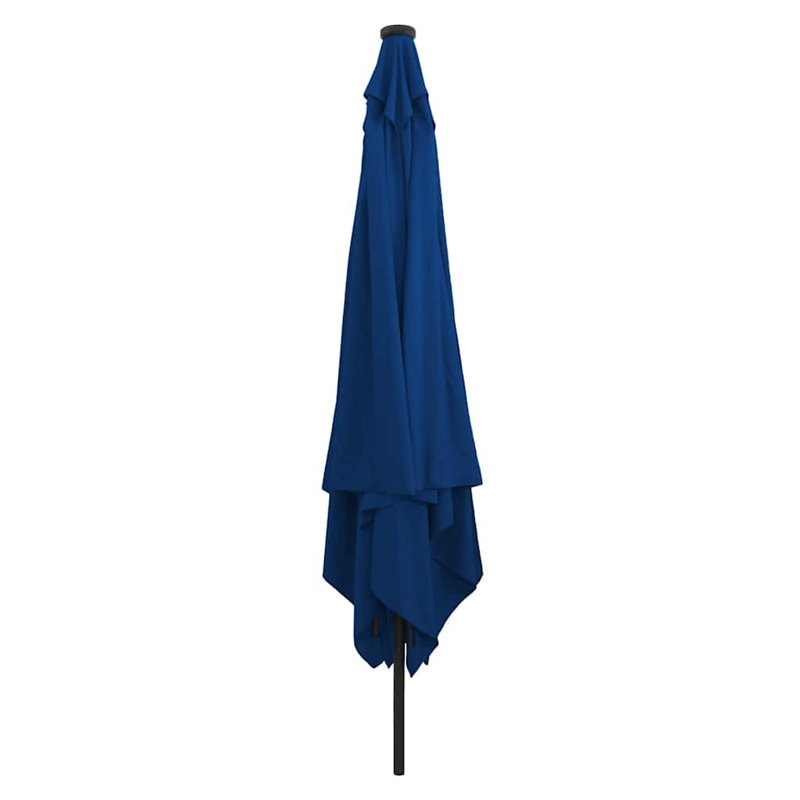 Garden Parasol with LED Strip Lights Polyester and Steel Sun Shade, Blue