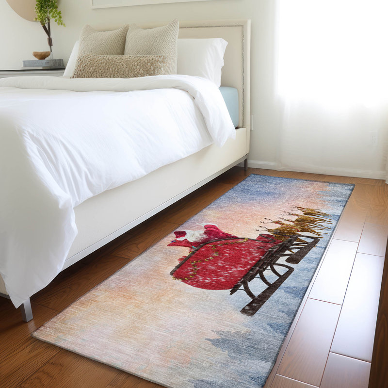 Premium Machine Washable Cerrito AMF212 Blue Rug, Runner 2'3" x 7'6"