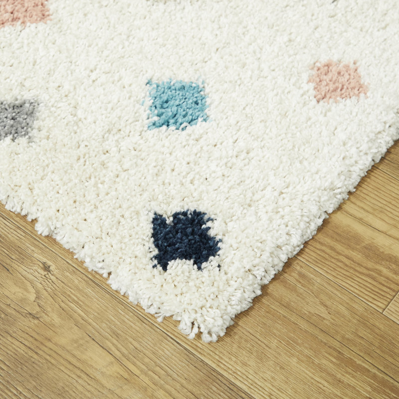 Bartucca Multicolored Diamond Shag Area Rug, Rectangle 3'11" x 5'7"