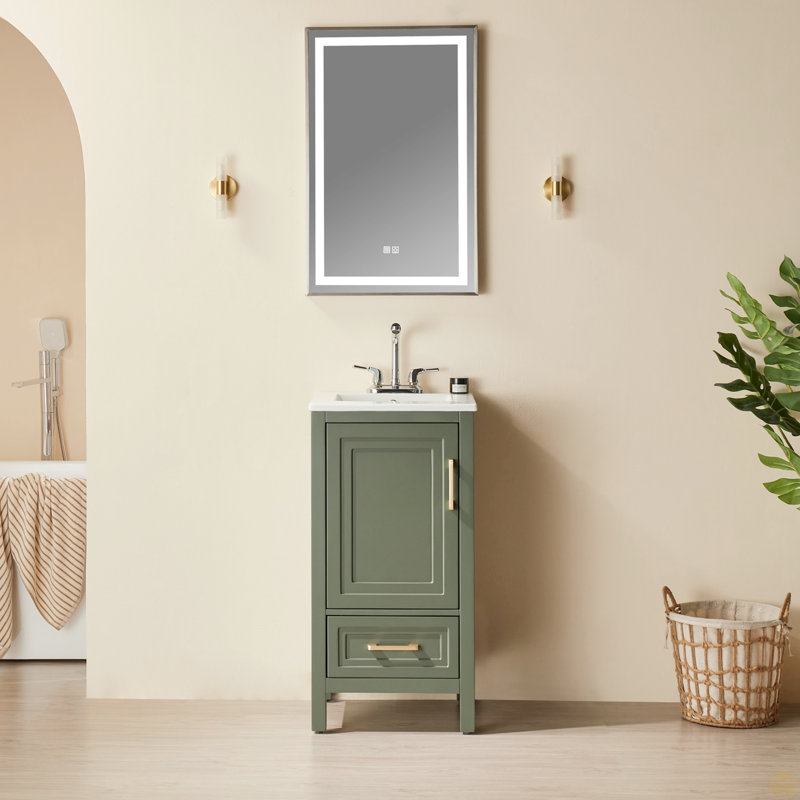 Meuble-lavabo simple autoportant de 18 po avec plateau entièrement assemblé