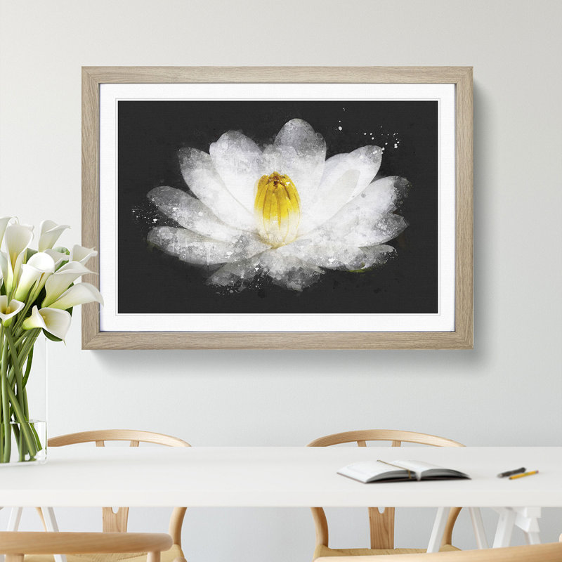 Heart of a White Lily - Picture Frame Graphic Art, 36cm H x 48cm W x 2cm D, Oak Framed
