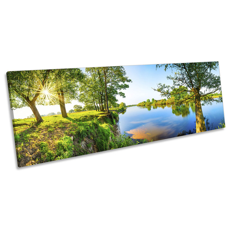 Summer Sun Landscape River - Wrapped Canvas Panoramic Print, 40.64cm H x 121.92cm W x 2cm D