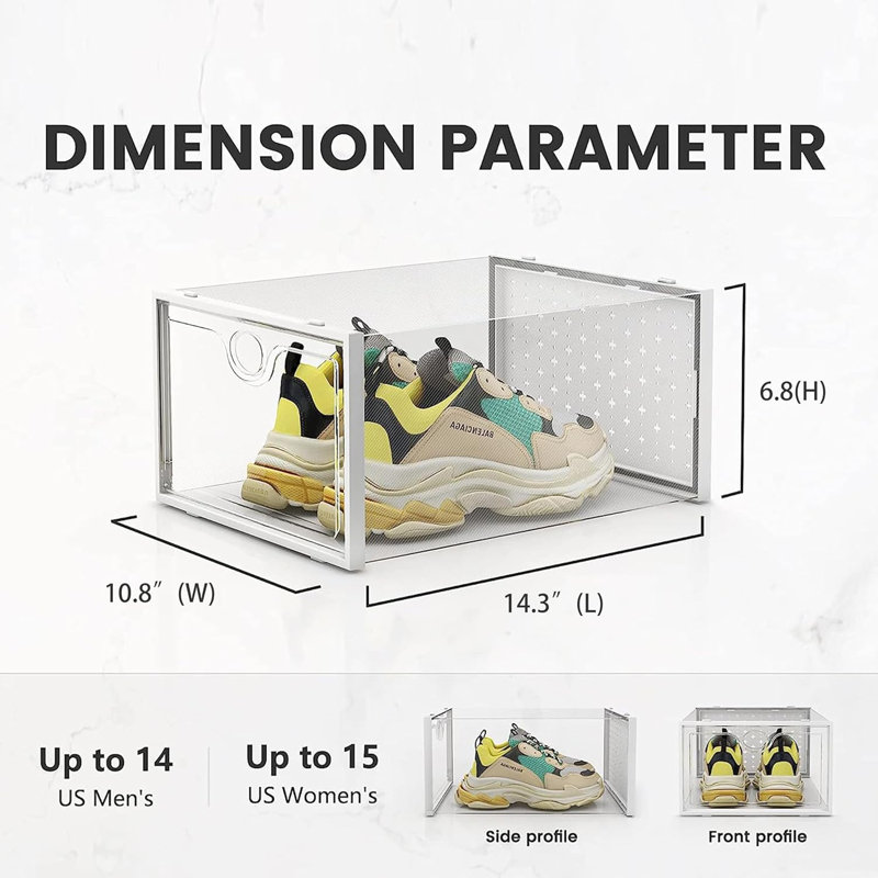 Clear Stackable Shoe Storage Boxes, Extra Large Plastic Shoe Organizers For Closet, Sturdy And Breathable Shoe Containers For Sneakers And Footwear