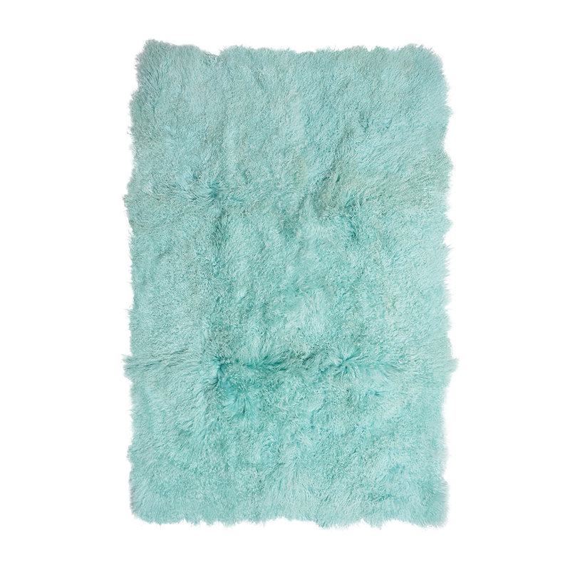 Sheepskin Area Rug in Aqua, Rectangle 4' x 6'