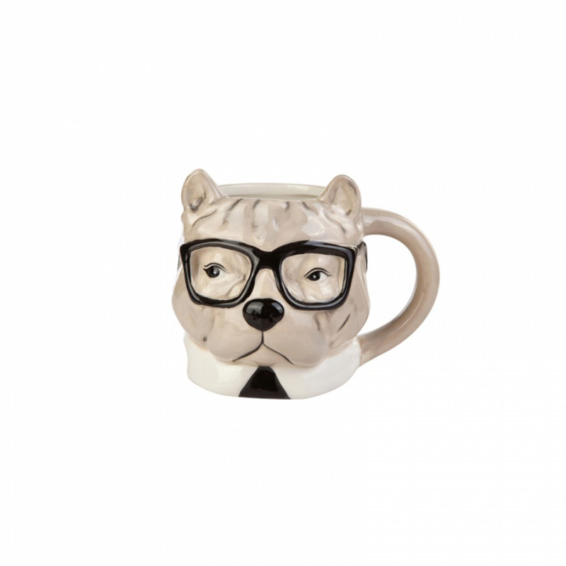 Karaca Animal Bulldog Stoneware Mug, 483ml, Multi