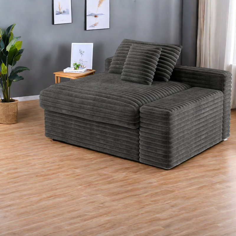 Canapé gris modulaire confortable, velours côtelé de style moderne pour la maison