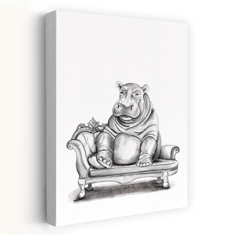 Chaise longue hippopotame - Hippopotame contemporain ornemental fantaisiste hippopotame, H 36 po x l 24 po