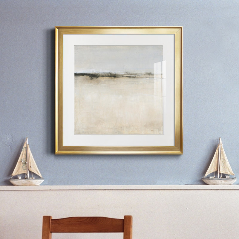 «Subtle Scape II», reproduction encadrée de qualité supérieure - prête à être accrochée, Papier encadré doré, Blanc