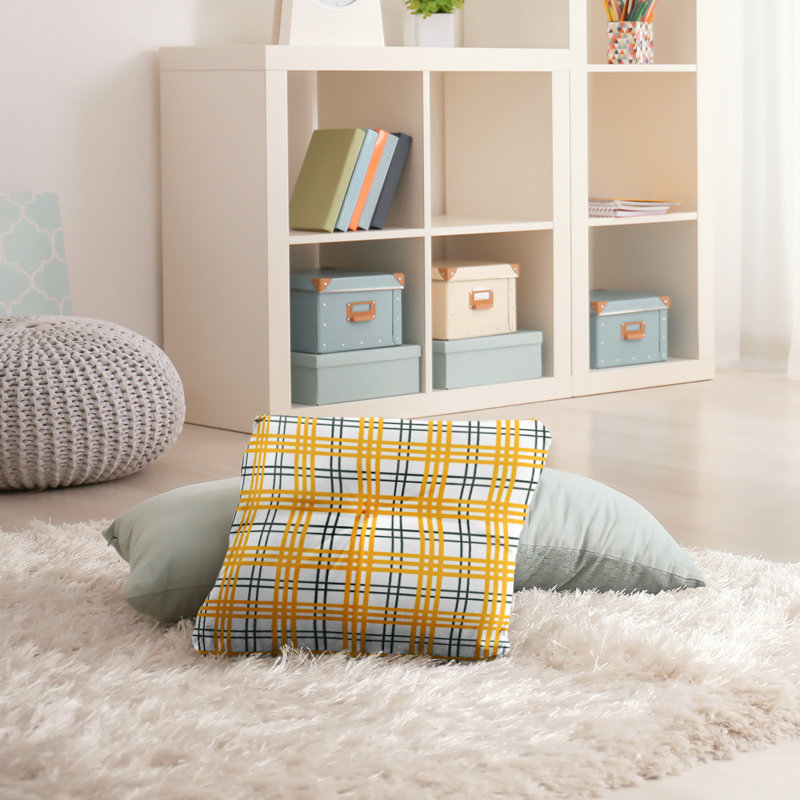 Housse de coussin carré de luxe vert Bay, 26 po x 26 po, Blanc / vert foncé / or