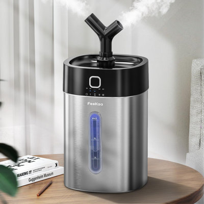 Stainless Steel Humidifier Dishwasher Safe, 4L/1Gal Cool Mist Humidifiers for Bedroom, Easy Clean Humidifier Large Room, Humidifiers for Baby Nursery Living Room Office Plant, Black